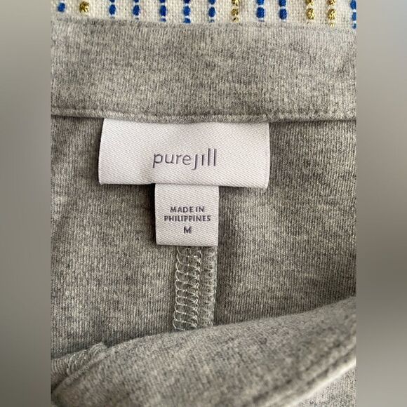 J.Jill Pure Jill Soft-Brushed Belted Dress Gray Sz Medium Long Sleeve Pockets - Picture 8 of 15